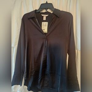 Black satin button-up by H&M, size MEDIUM